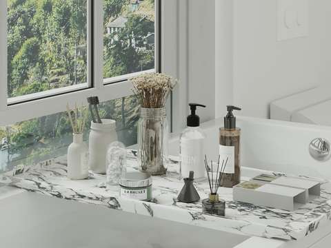  洗浴用品 洗发水 沐浴露 牙刷su模型 