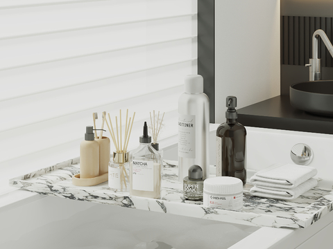  洗浴用品 牙刷 毛巾 洗发水su模型 