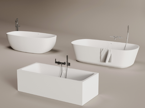  独立浴缸 陶瓷浴缸su模型 