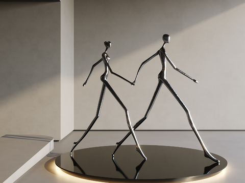 现代人形雕塑su模型