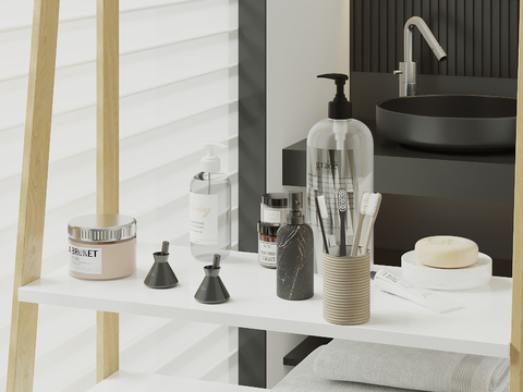  洗浴用品 洗发水 香皂 牙刷su模型 