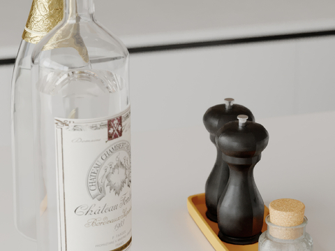  酒瓶 瓶子 厨房摆件su模型 
