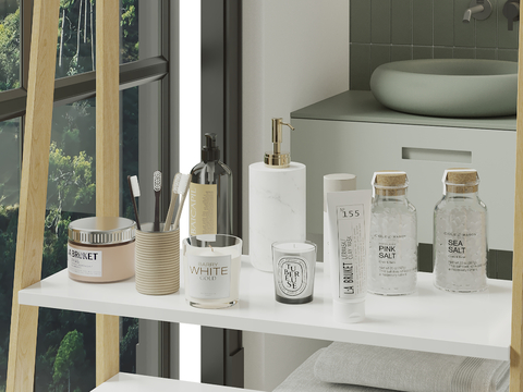  洗浴用品 洗发水 沐浴露 牙刷su模型 