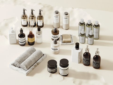  洗浴用品 洗发水 沐浴露 毛巾su模型 