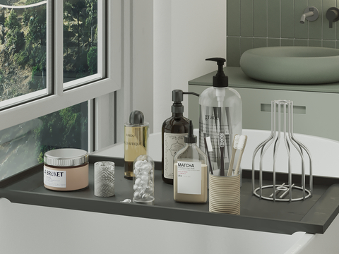  洗浴用品 洗发水 沐浴露 牙刷su模型 