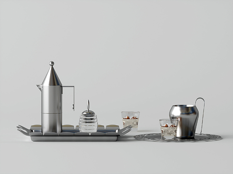  不锈钢餐具su模型 