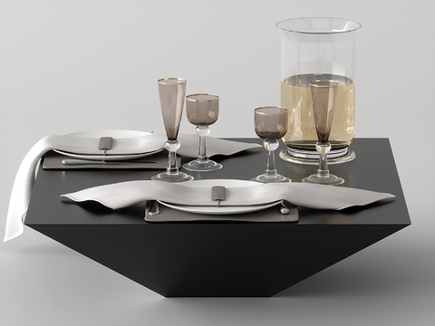  西餐餐具su模型 