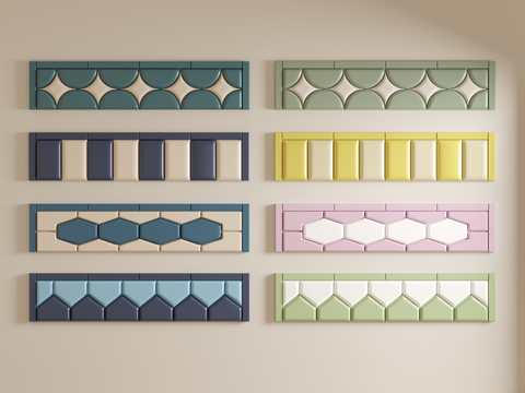  榻榻米墙围 防撞软包su模型 