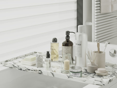  洗浴用品 洗发水 沐浴露 牙刷su模型 