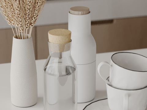  水瓶 水杯 饮用水su模型 