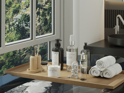  洗浴用品 洗发水 沐浴露 毛巾su模型 