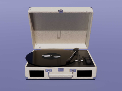  便携式留声机 黑胶唱片机su模型 