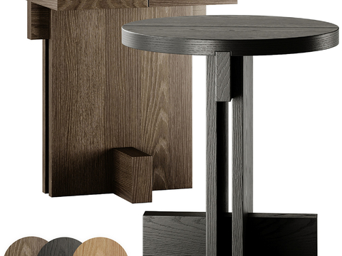 侘寂风边几 圆几 角几su模型