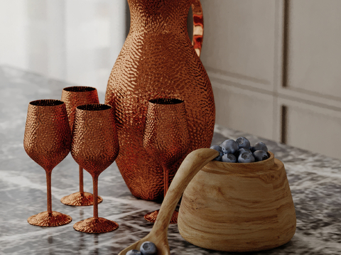  食物 水果 蓝莓 酒杯su模型 