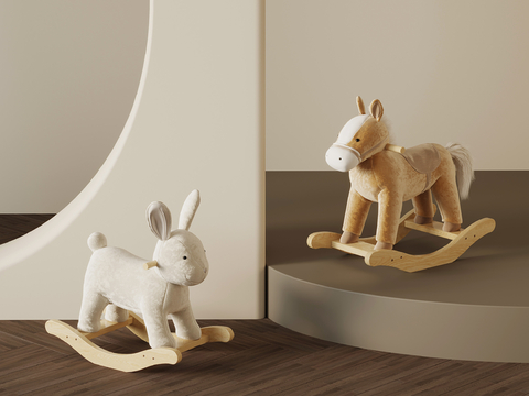  木马玩具 木马椅 摇摇椅 卡通木马su模型 