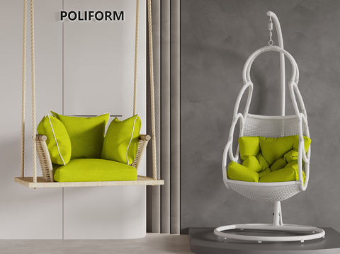  现代吊椅 秋千椅 摇篮椅su模型 