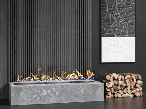  嵌入式壁炉 火焰 柴火堆su模型 