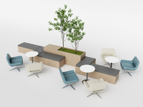  现代户外座椅 休闲沙发su模型 