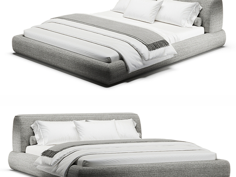  Minotti 现代双人床su模型 