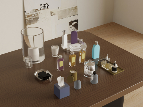  洗浴用品 水杯 沐浴露 肥皂 洗发水su模型 