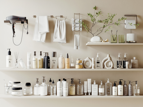  洗浴用品 洗护用品 洗发水 沐浴露 毛巾su模型 