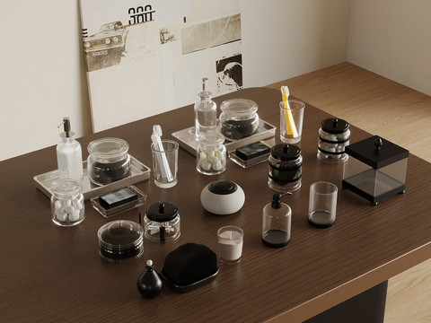  洗浴用品 水杯 沐浴露 肥皂 洗发水su模型 