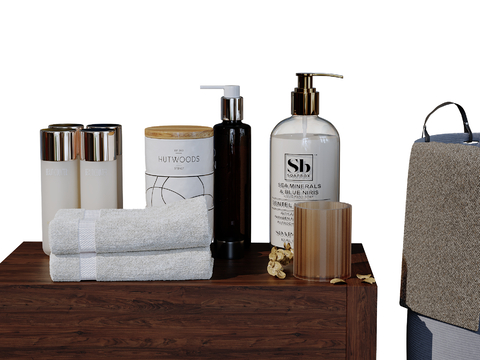  洗浴用品 洗发水 沐浴露 毛巾su模型 