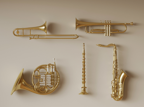  喇叭 铜管乐器 管乐器su模型 