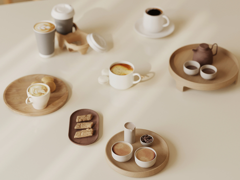  咖啡 冷饮 食品摆件su模型 