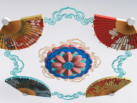  新中式装饰灯 节庆灯 灯笼 花灯su模型 