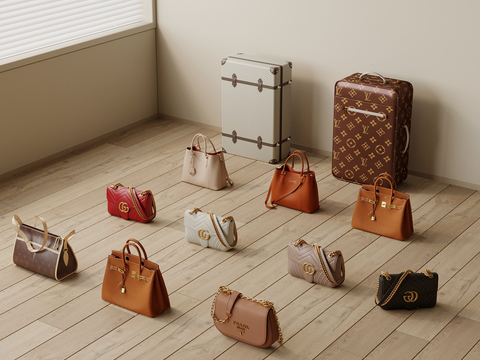  包包 行李箱 拉杆箱 箱包 挎包su模型 