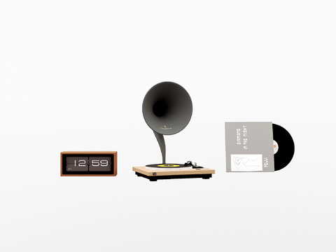  复古唱片机 音响 黑胶唱片机su模型 