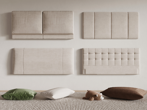  现代床头靠背 软包靠背su模型 