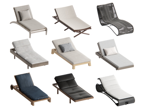  现代沙滩椅 躺椅su模型 