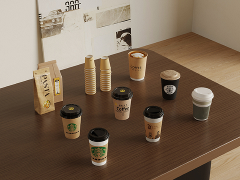  咖啡杯 马克杯 咖啡 纸杯su模型 