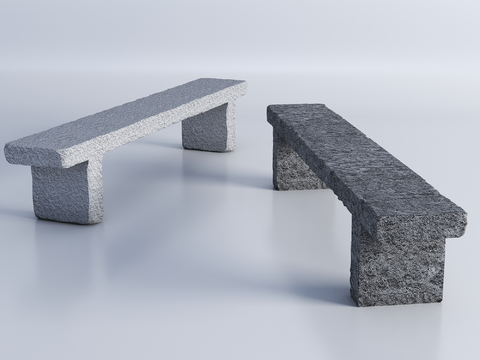  户外椅 石凳 条石凳su模型 