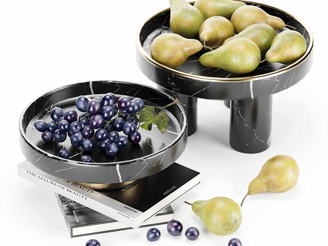  饰品摆件 果盘 梨 葡su模型 