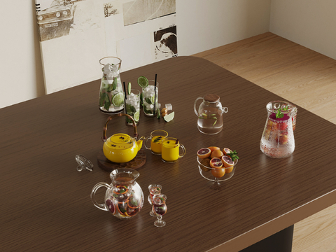  饮料 果汁 橙汁 饮品 柠檬水su模型 