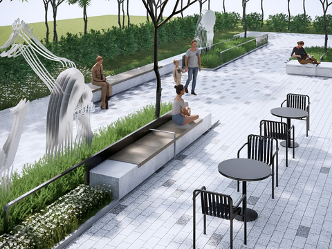  造型景观座椅su模型 