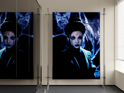  灯箱海报 装饰灯su模型 