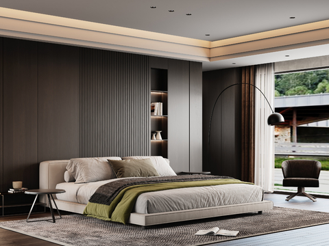  米洛提 意式双人床su模型 