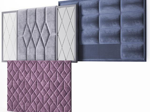  现代软包 硬包 床靠背su模型 