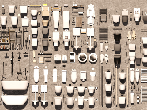 马桶 小便斗 毛巾架 水龙头su模型