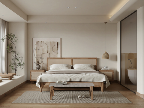  侘寂民宿客房su模型 