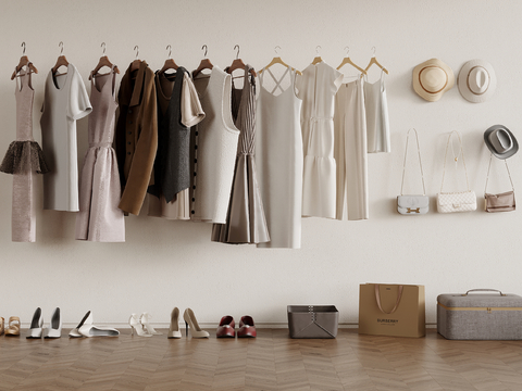  现代服饰 鞋帽箱包 衣服裙子su模型 