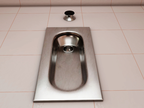  蹲便器 蹲坑 脚踩式按钮冲水su模型 