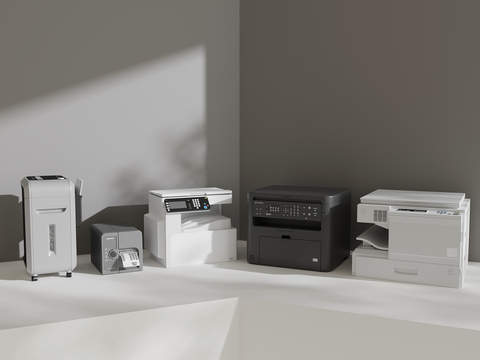  打印机 复印机 碎纸机su模型 