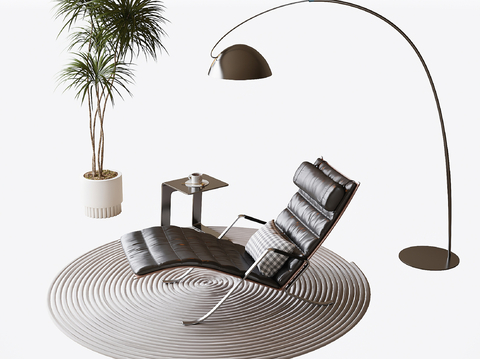  休闲躺椅 皮革躺椅su模型 