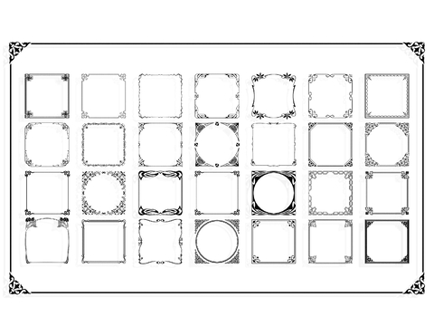 国潮边框 花纹 边角 角花 如意纹 线条su模型 