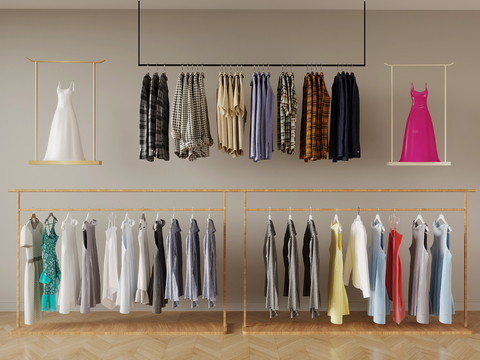  现代衣服 衬衫 裙子su模型 